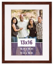 13x16 Frame Walnut With White Picture Mat For 13x16 Photo - Walnut 15x18 Frame T