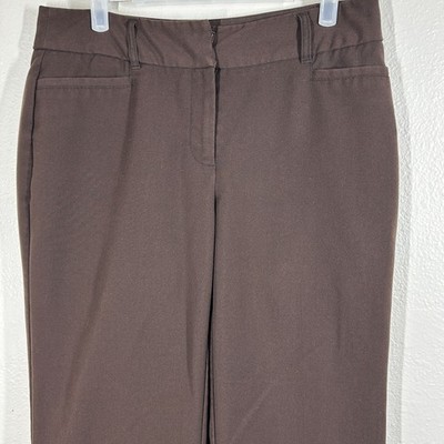 Rafaella Studio Pants Womens 4P Brown Stretch Straight Leg Petite Career Work