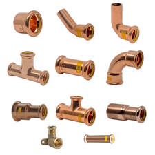 Copper Press Fittings Gas M-Profile Crimp Press-Fit 15mm 22mm 28mm HNBR O-Ring