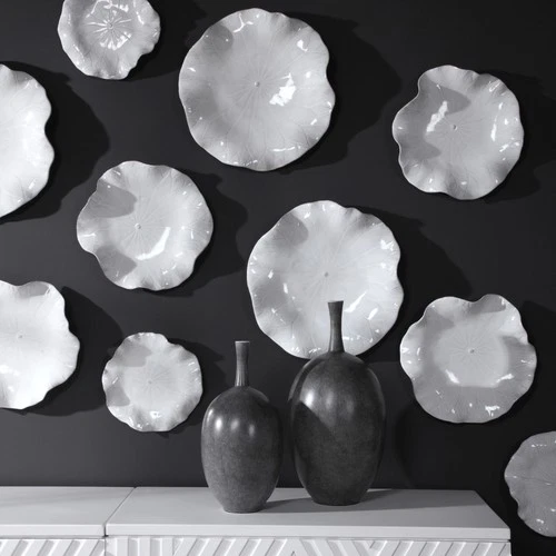 Uttermost 04234 Abella Abstract Flower Ceramic Wall Art - Set of - White - Picture 3 of 9