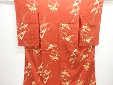 7658479: JAPANESE KIMONO / ANTIQUE KIMONO / SILK / MON KINSHA / BRANCH FLOWER