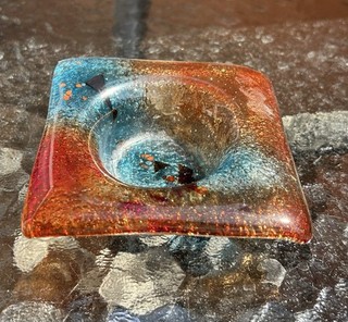 Handmade Kiln formed Coloured Art Glass Trinket Dish
