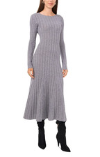 Vince Camuto Women Crewneck Midi Sweater Dress Gray Size L