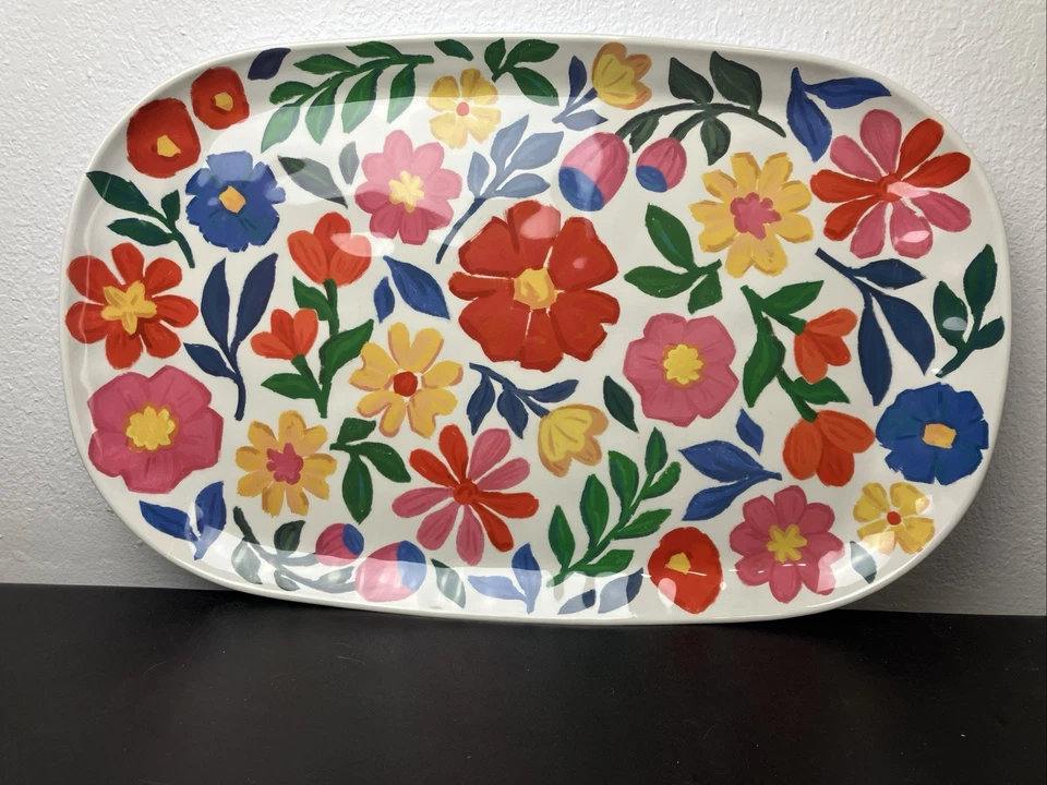 22”x14” Schwerlast Melamin Serviertablett-Blumendesign mit unter Griffen-NEU