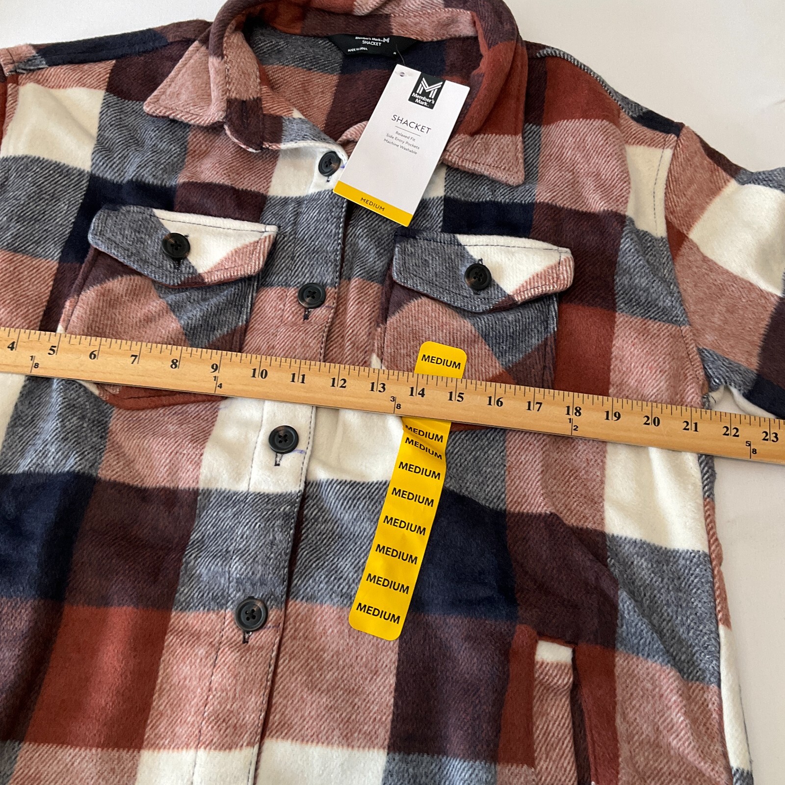 Members Mark Quarter Zip Pullover And Button Front Plaid Shacket Womens Size M