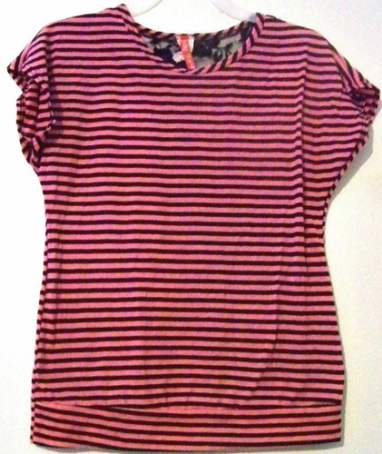 Cute 4 U Girls Pink and Black Striped Shirt Size Large 14-16 | eBay