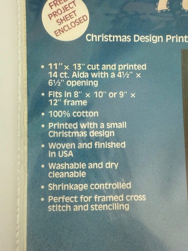 Evenweave Fabrics 14 ct Aida Cross Stitch Garland Country Christmas 11" x 13" - Picture 3 of 5