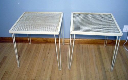 Set 2 Vintage MCM Salterini Style Outdoor/Patio Coffee/Side Table Hairpin Leg 18 - Picture 4 of 8