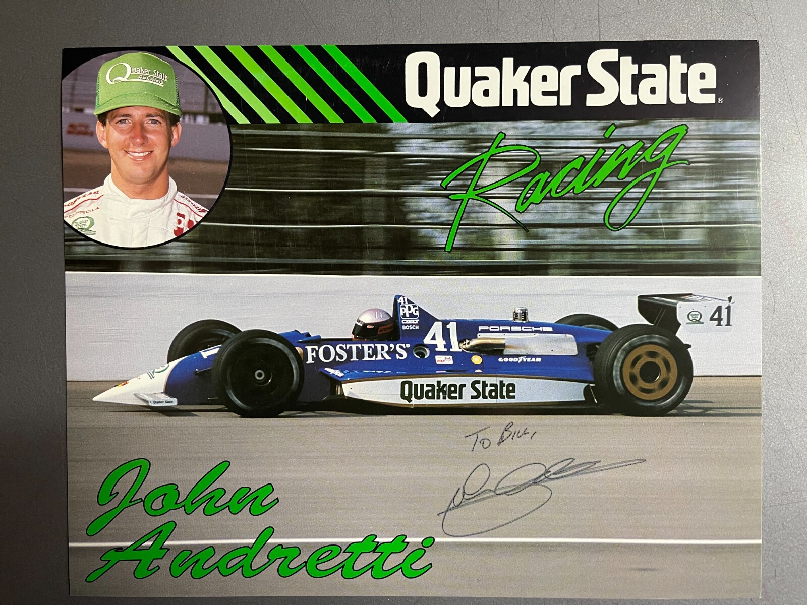 1989 Porsche Quaker State Indy Car Showroom Advertising Sales Sheet