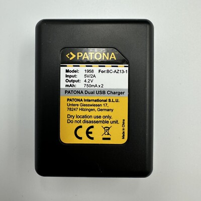 Patona Dual-Ladegerät AZ13-1 für Xiaomi Yi Sport Action Camera