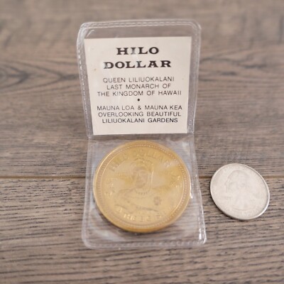 Vintage Hilo Dollar Queen Liliuoaklani Hawaii The Big Isle Gold Token ...