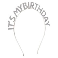 Birthday Party Rainbow Birthday Headband for Women 7.09"x6.69" Silver Tone 1 Pc