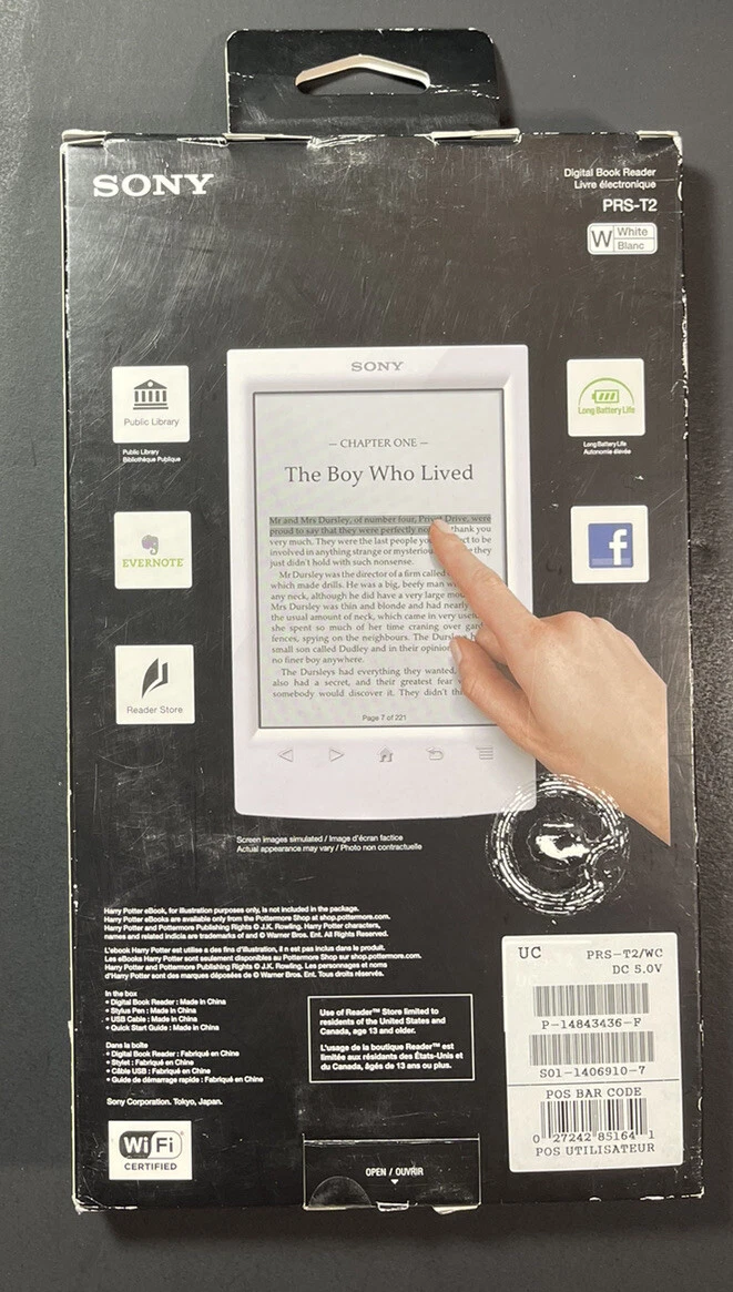 Sony 6 inch Touch Screen Digital Book Reader PRS-T2 [ White ] NEW