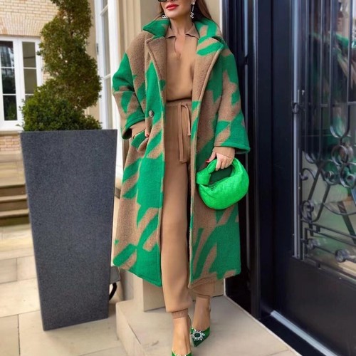 American Occident Womens Lapel Collar Mid Long Trench Coat Overcoat Loose Spring - Bild 7 von 29