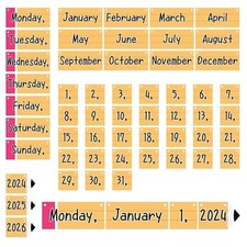 53 Pieces Calendar Bulletin Board Set Pencil Shaped Flip Calendar for Classro...