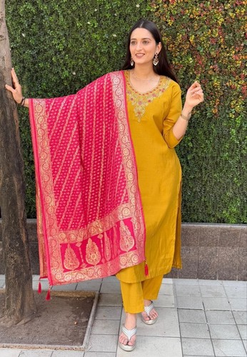 TOP PANT DUPATTA STITCHED DRESS WOMEN WEAR DESIGNER STITCHED DRESS BOLLYWOOD - Picture 3 of 9