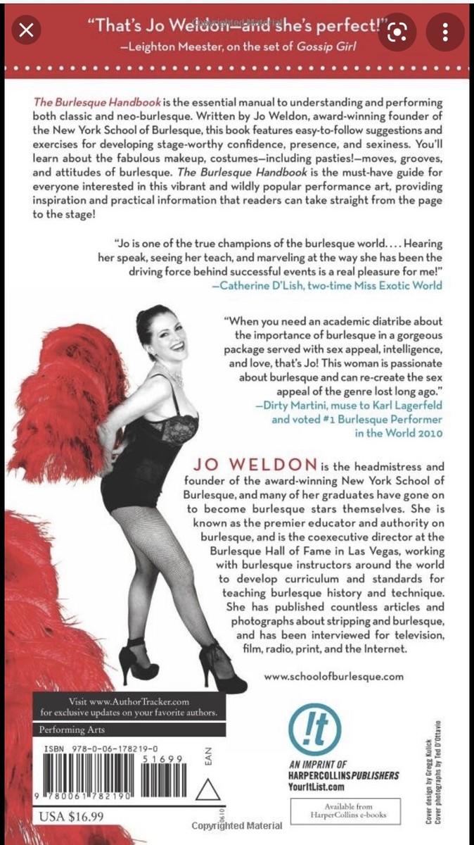 The Burlesque Handbook by Jo Weldon (English) Paperback Book Free
