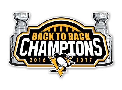 Pittsburgh Penguins Back To Back Champions 16 17 Die Cut Decal Ebay