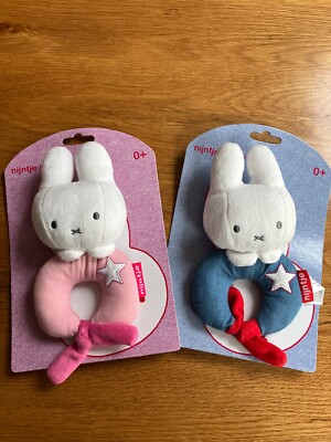 Miffy Hase Ring Rassel Spielzeug weicher Plüsch Teddy 0-1 Jahre rosa oder blau