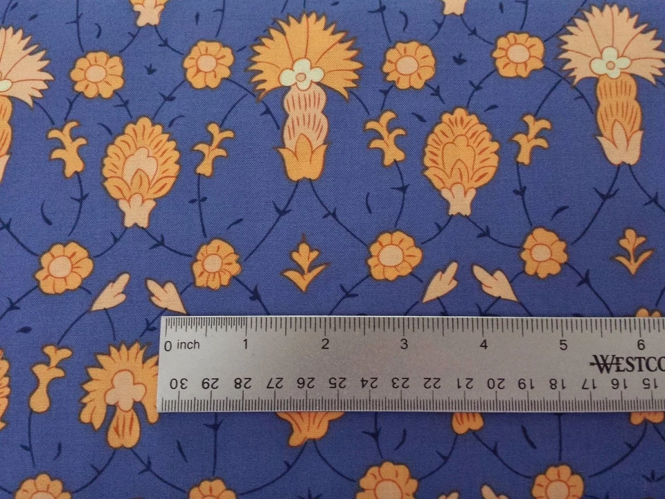 16" Iznik Snow Leopard FreeSpirit Damask Floral Light Orange Periwinkle Blue - Image 2 of 3