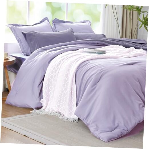 Purple Lavender Comforter Set Reversible Bedding Set, Queen Lavender-reversible