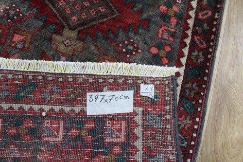 VINTAGE HANDMADE PERSIAN HERIZ GREY WOOL RUNNER 397 X 70 CM - 13 X 2'3 FT - Picture 12 of 12