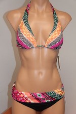 NWT Kenneth Cole Swimsuit Bikini 2 pc set Sz S M MLT Slide Bra