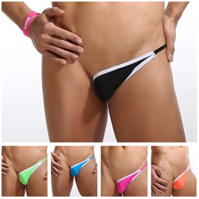Herren Sexy Half Thong Bulge Pouch Unterwäsche One Side Jock Briefs Bikini G- F