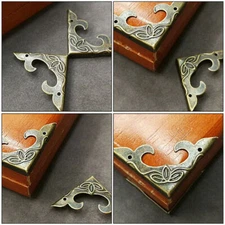 Metal Jewelry Chest Wine Gift Box Wooden Case Trunk Corner Edge Protector Decor