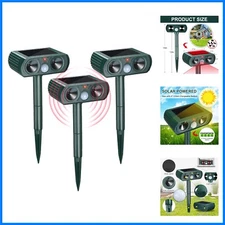 Dual Ultrasonic Solar Repellers - Safe Motion Sensor Animal Deterrent (3 Packs)