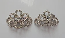 Vintage Edwardian Clear Rhinestone Shoe Buckles Clip