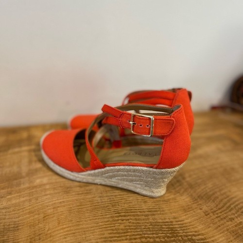 Talbots espadrille wedges orange linen size 6 - Picture 3 of 8