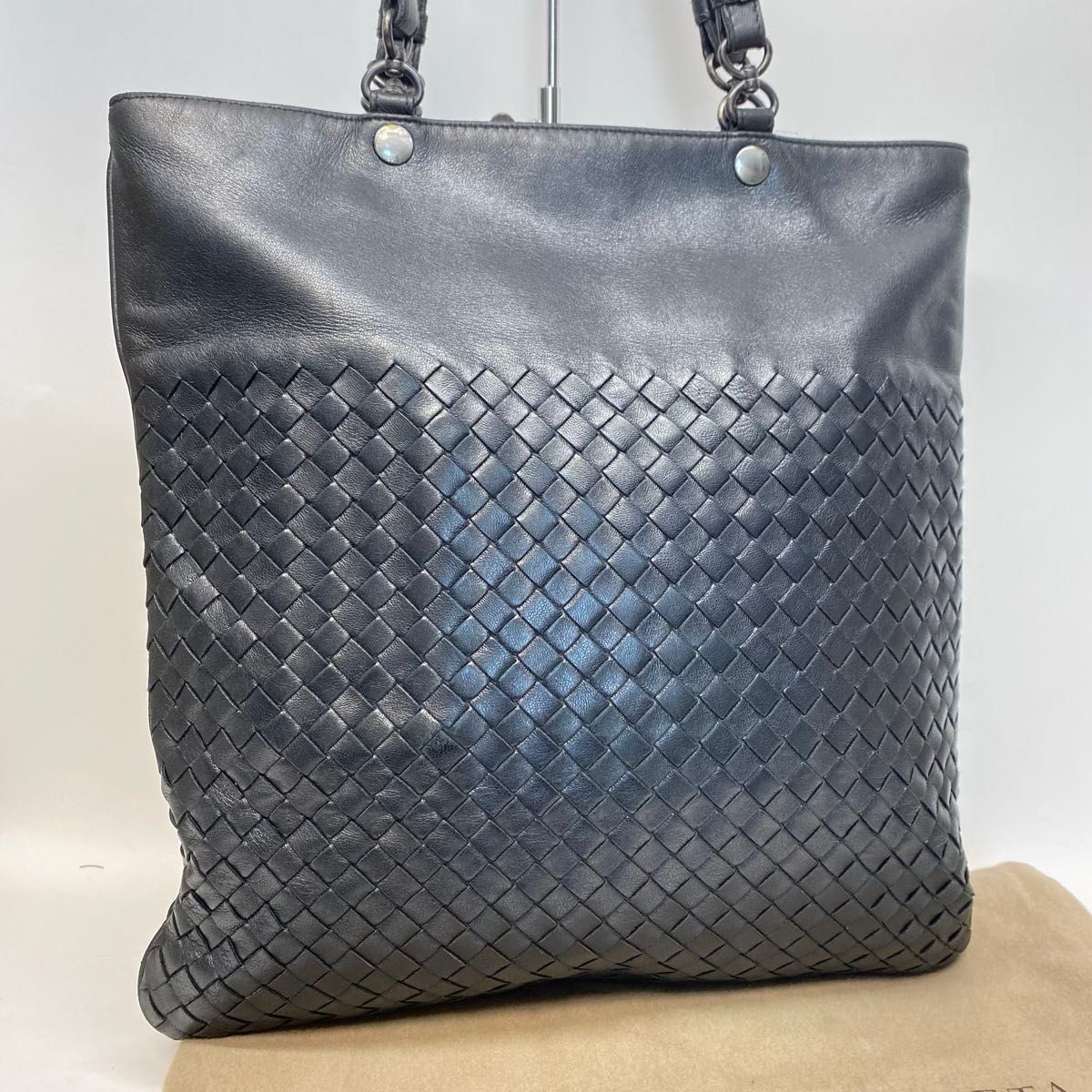 Bottega Veneta Intrecciato Tote Bag Black Leather Used thumbnail 3