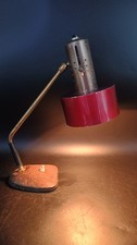Lampe bureau Vintage Industrielle Rouge ajustable metal 1950 Logo palmier