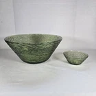 Vintage Anchor Hocking Soreno Bark Glass Avocado Green Serving Chip & Dip Bowls
