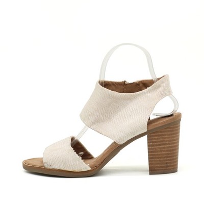 TOMS Damen Sandale EU 40 Blockabsatz Beige Leinen Bequem, Atmungsaktiv Sandalen