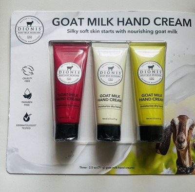 Dionis Goat Milk Skincare Assorted Scented Hand Cream 3 Pack, 2.5oz Travel Size