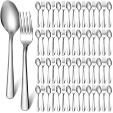 BBTO 100 Pcs Silverware Set Fork Spoons Flatware Stainless Steel Kitchen Cutlery
