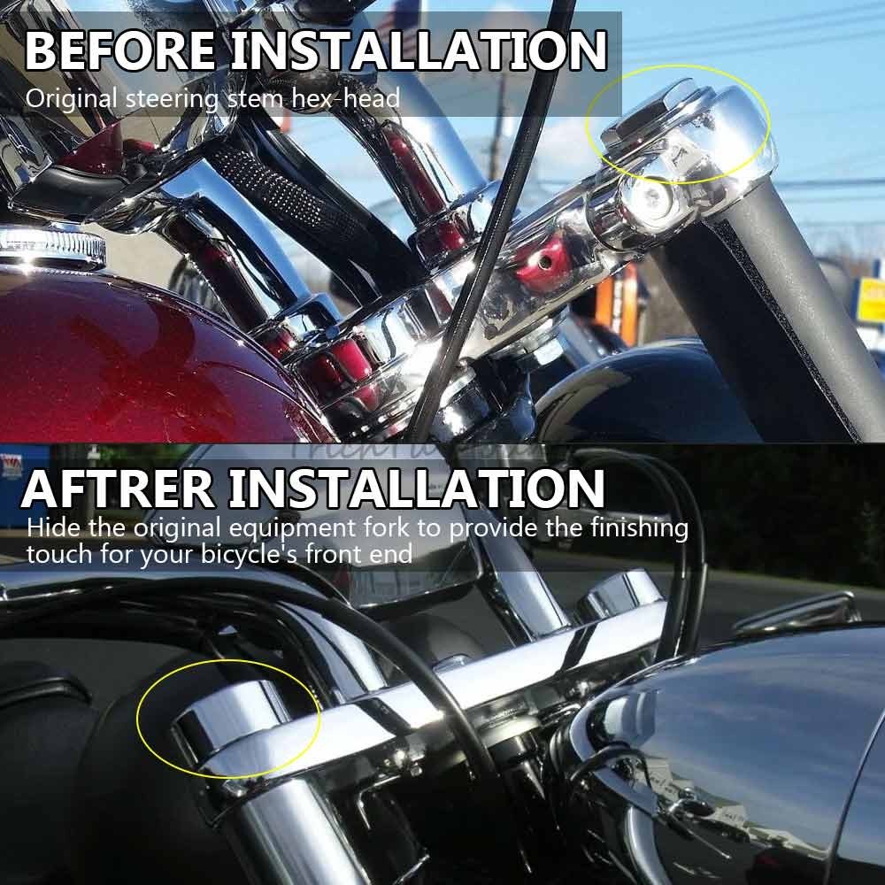 3x Chrome Upper Fork Stem Nut Cover For Harley Dyna Low Rider Heritage Softail