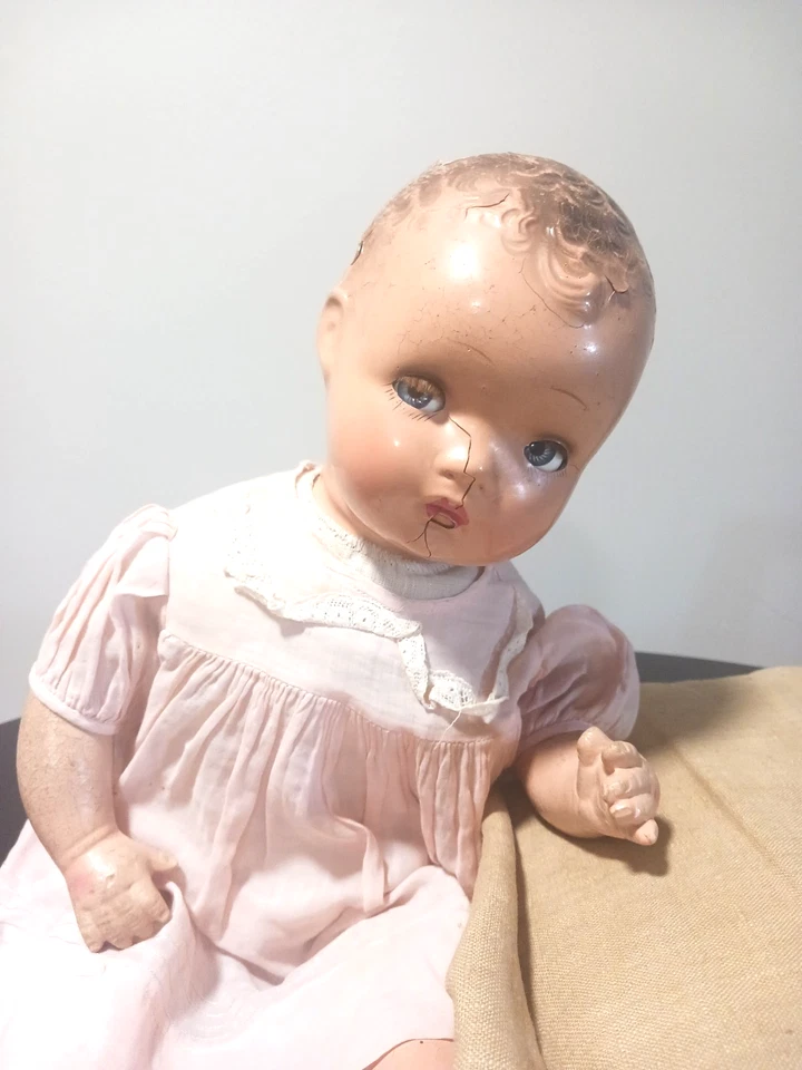 Muñeca Horsman Enchanting Flirty Blue Glass Eyes de colección de los años 40 Foto 4 de 4