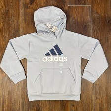 Adidas girls light blue athletic lounge pullover hoodie sweatshirt SMALL 7/8
