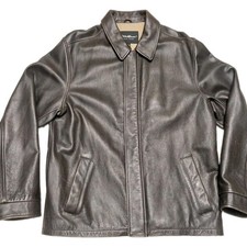 Vintage Eddie Bauer Leather Jacket Mens Large Tall 90s Bomber