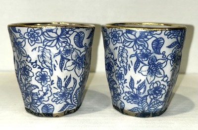 Blue Flower Espresso Macchiato Ceramic Cups Claylicious.