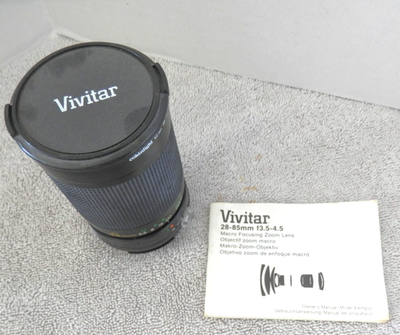 Vivitar 28-85mm f3.5-4.5 Macro Focusing Zoom Lens w/Manual Made in