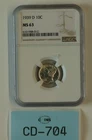 1939-D 10C MERCURY SILVER DIME NGC MS63 BU TYPE COIN CD-704