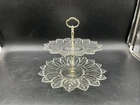 Vtg Federal Petal Glass 2 Tiered Tid Bit Tray 10” T,  11 1/2”w,  9 1/4” W