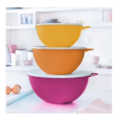 Tupperware Thatsa Bowls 6 piece set Orange Pink Large Medium Small
