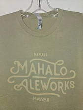 Mahalo Aleworks Maui Hawaii Medium Mens Olive Green Graphic Logo Tshirt