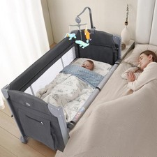 Baby Bedside Sleeper Bassinets 3IN1 with Mattress  Storage Basket Cosleeper