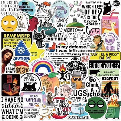 Loerykt Funny Adults Stickers Bulk, 50pcs Prank Meme Sticker for Snarky 